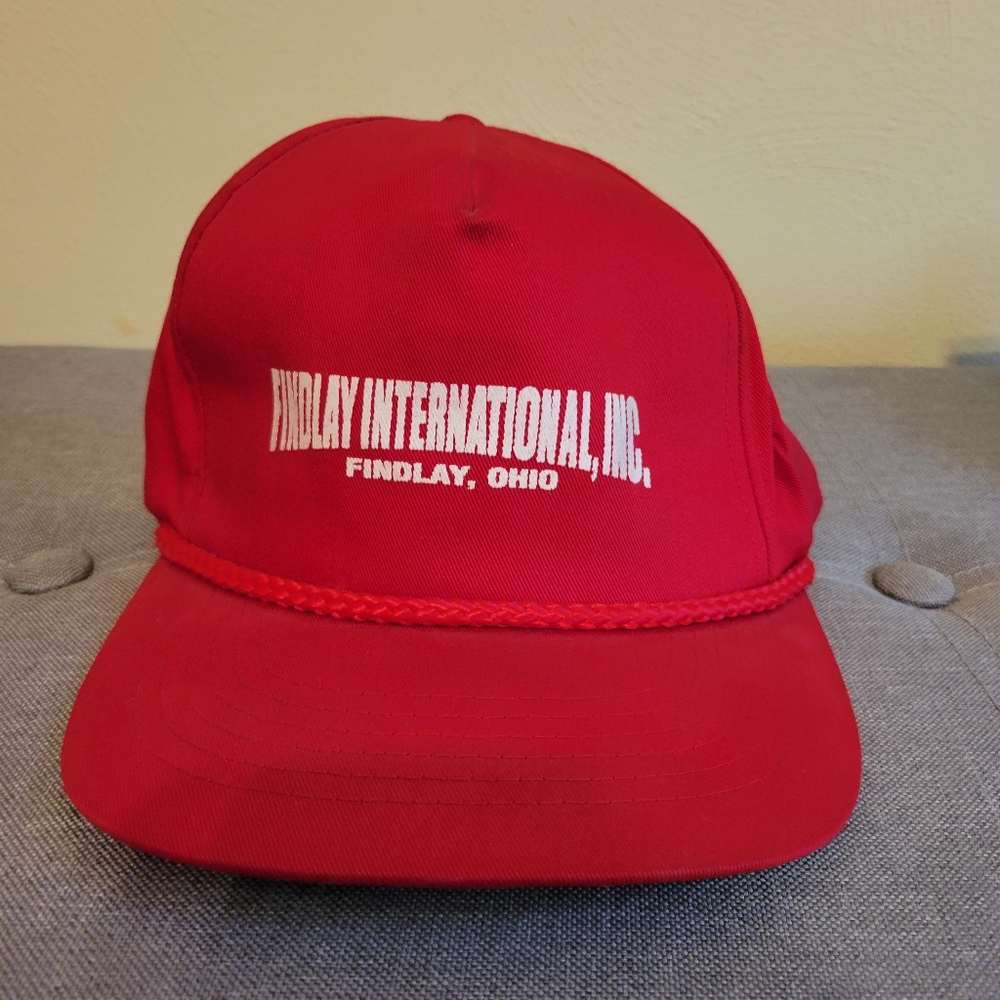 Vintage Findlay International INC Red Promo Hat Cap Snapback Rope Braid